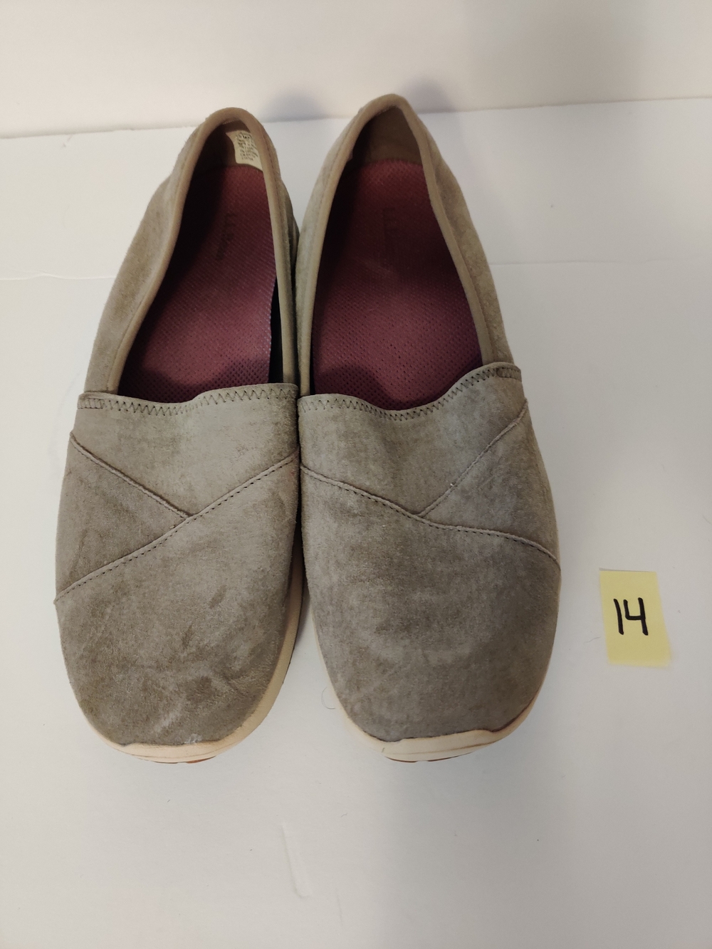 L L Bean Comfort Slip-On Flats in Taupe with Maroon Insole 10